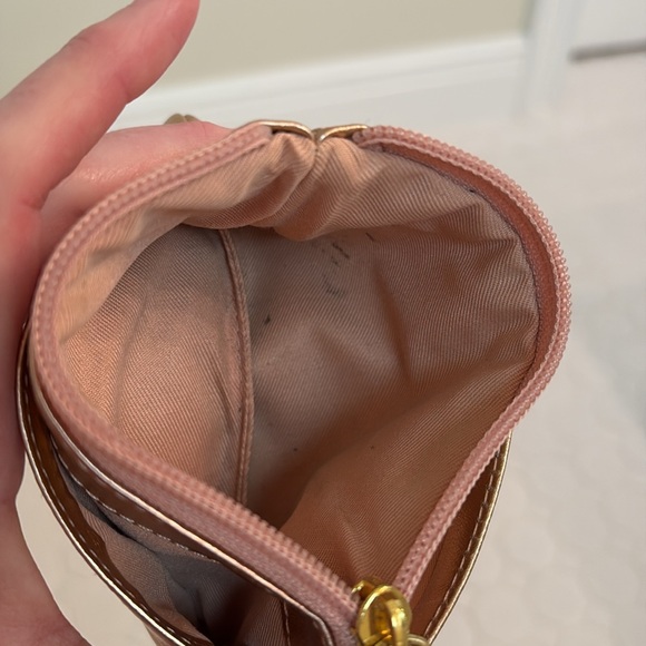 Lodis Leather RFID Metallic Rose Gold Shimmer Zipper Clutch and Coin Pouch Set - Picture 14 of 14